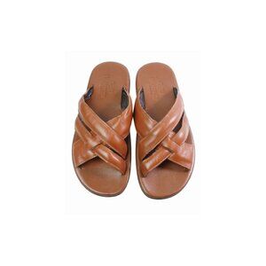 Paradise Brown Mens Italian Leather Sandals Shoes